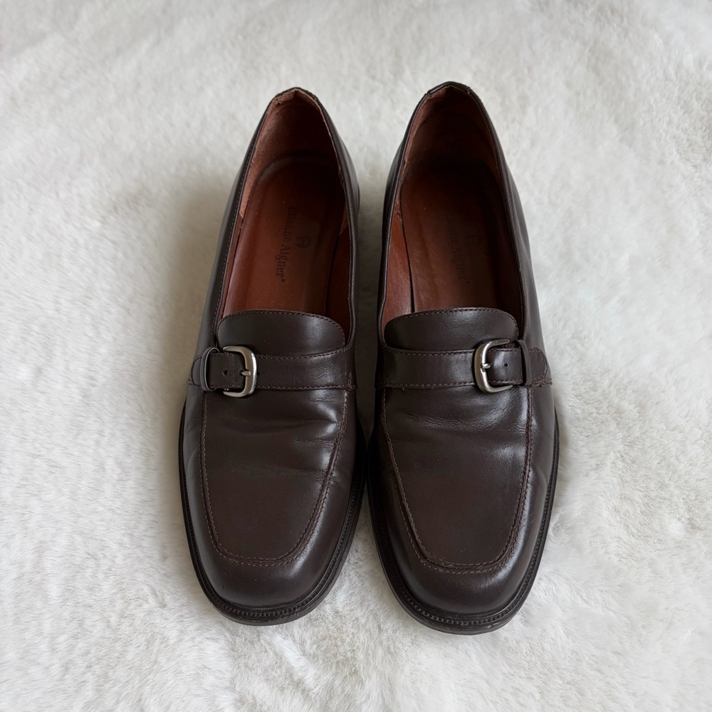 Etienne Aigner Brown Leather Dylan Loafers | 7